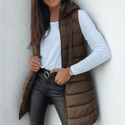Warm Women's Down Hooded Waistcoat