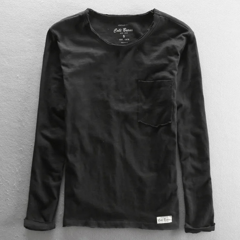 Cotton Long Sleeve Crew Neck Shirt
