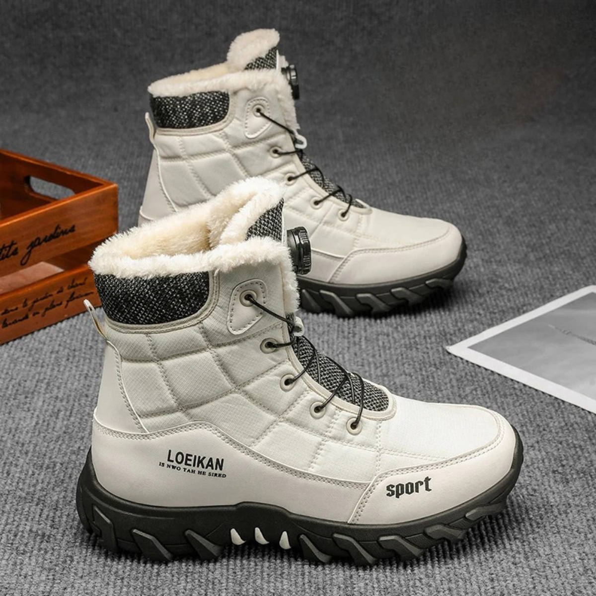 Men's Insulated Snow Boots Plush Lined Waterproof Black
