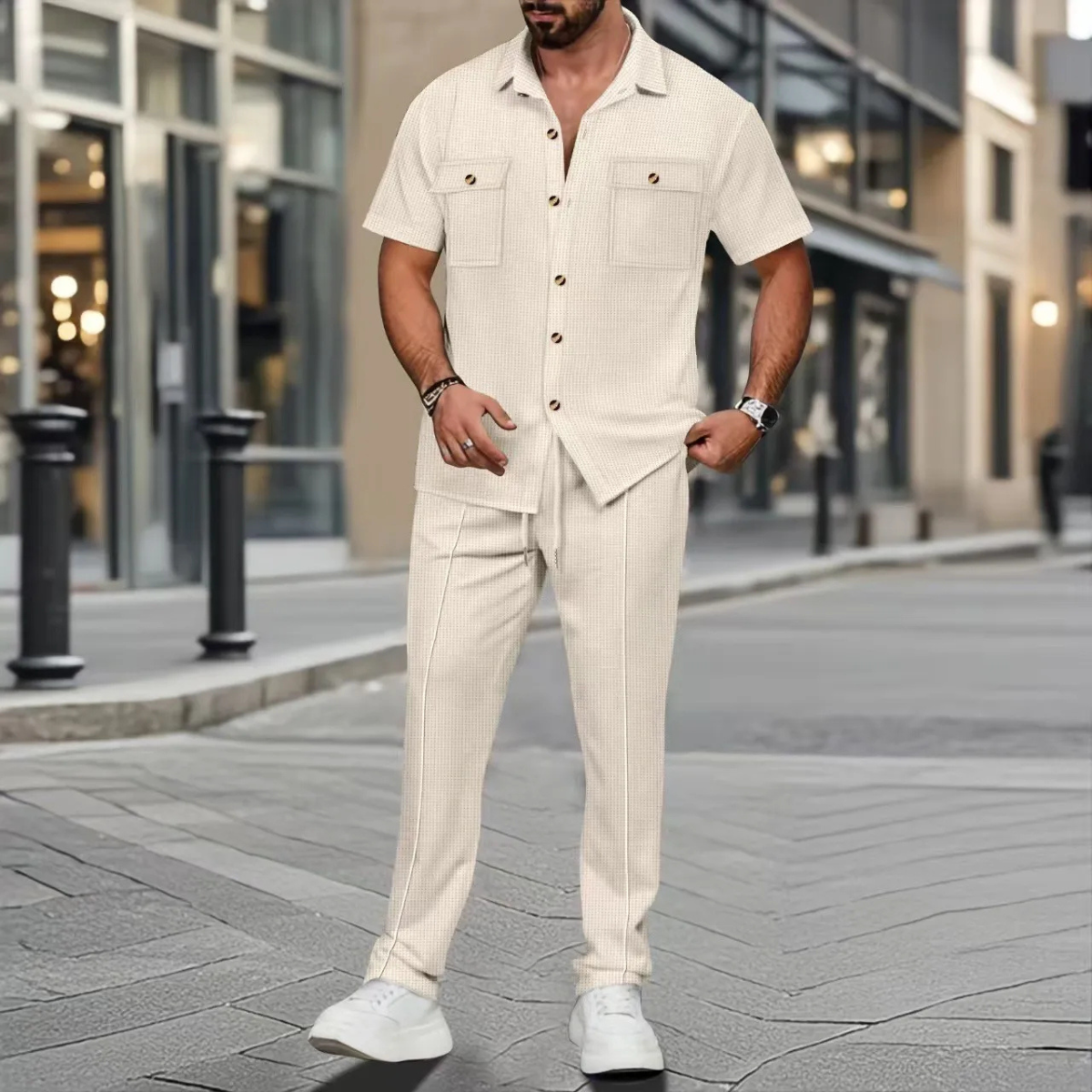 Edgemont Men's Casual Button Up Shirt Pants Set
