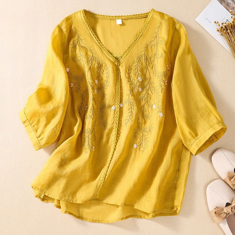 Casual Breast Cotton Blend Top