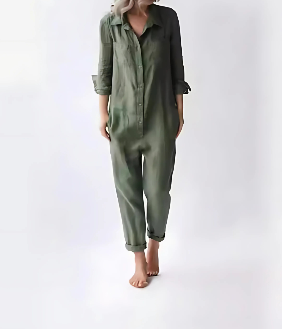 Women's Cotton Linen Jumpsuit - VibreMode