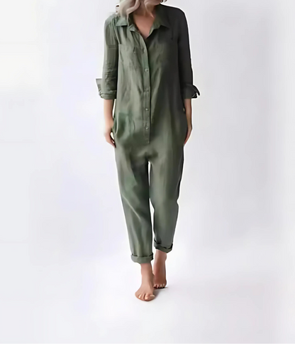Women's Cotton Linen Jumpsuit - VibreMode