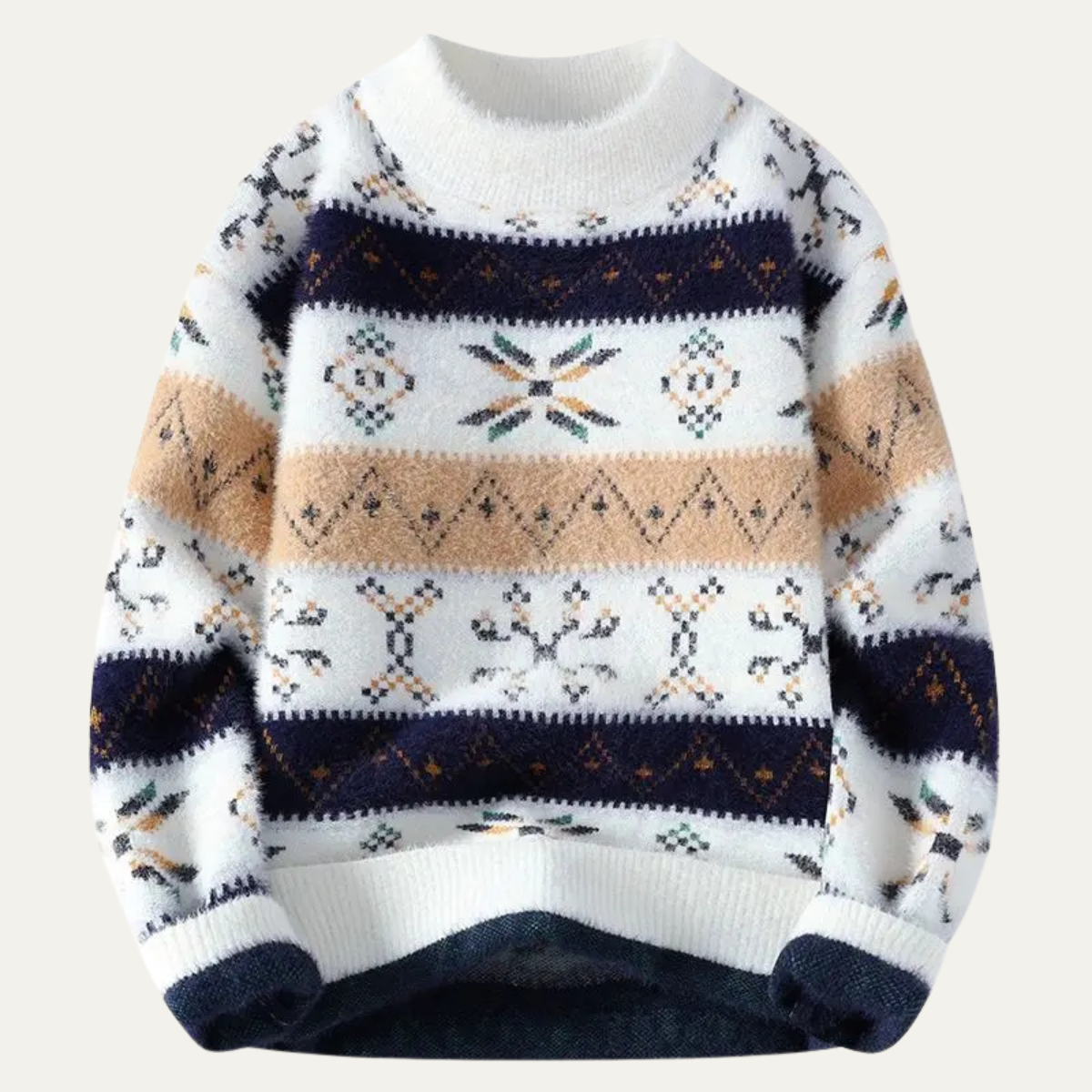 Men's Fleece Crewneck Sweater Nordic Pattern - VibreMode