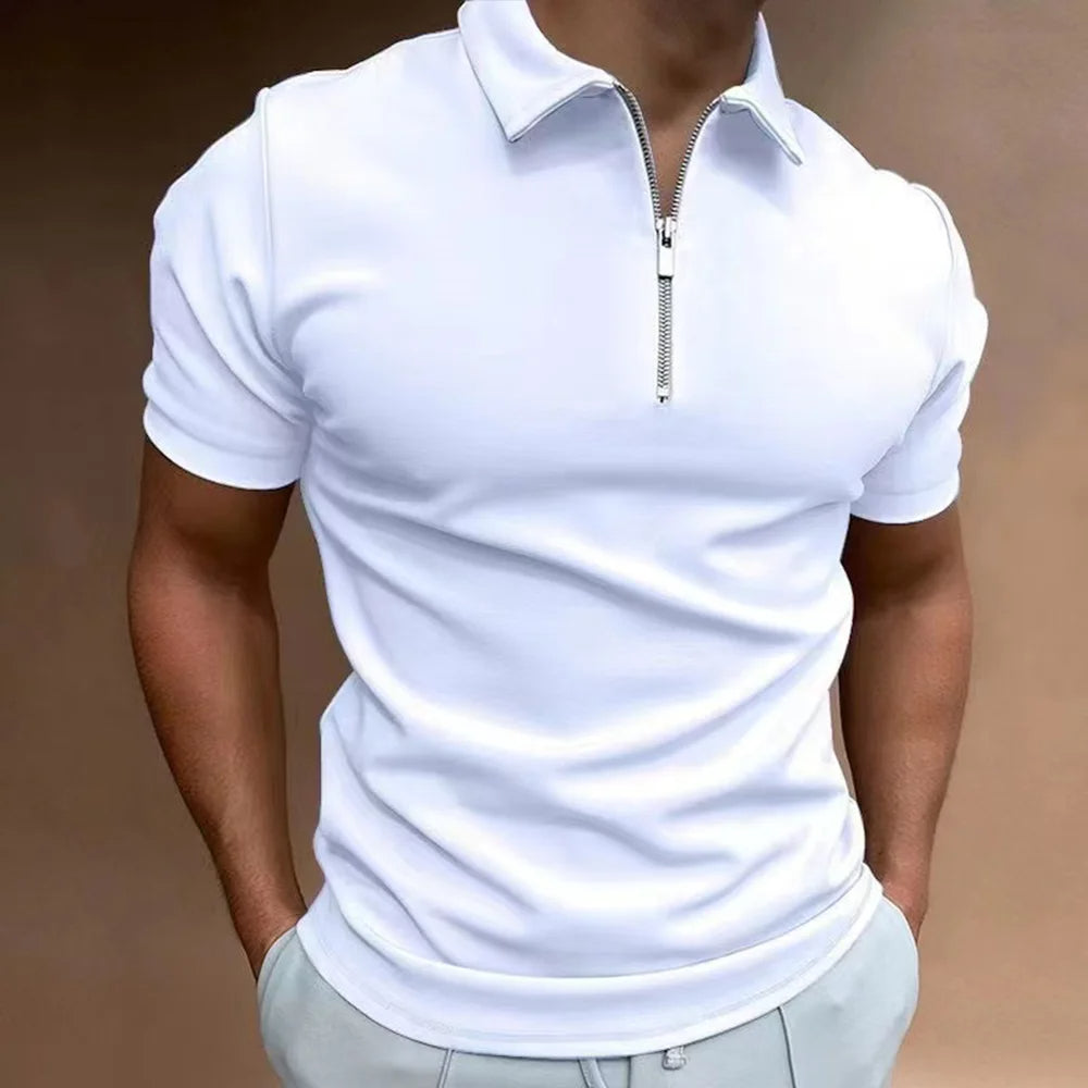 Men's Zip Collar Polo Shirt Everyday Comfort