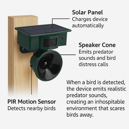 Motion Sensor Bird Repeller Ultrasonic Scarer