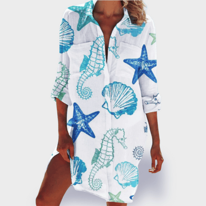 Women's Flowy Draped Summer Dress Colorful Casual