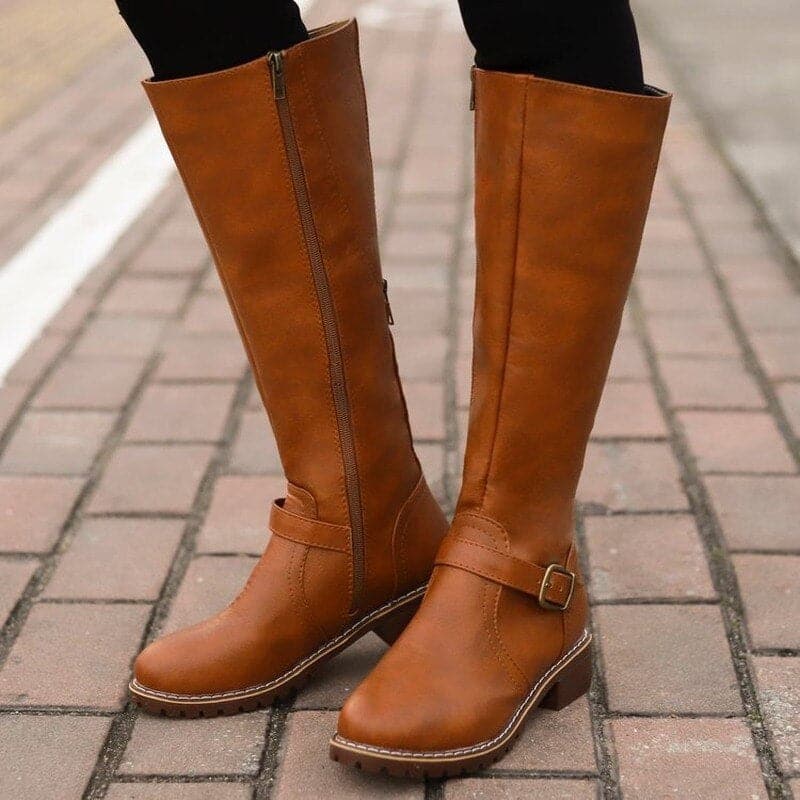 Elegant Buckle High Heel Boots for Ladies