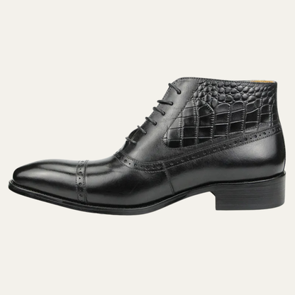 Men's Leather Brogue Ankle Boots Black