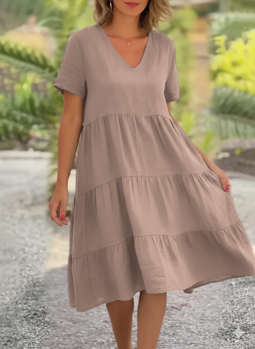 Layered V Neck Summer Dress