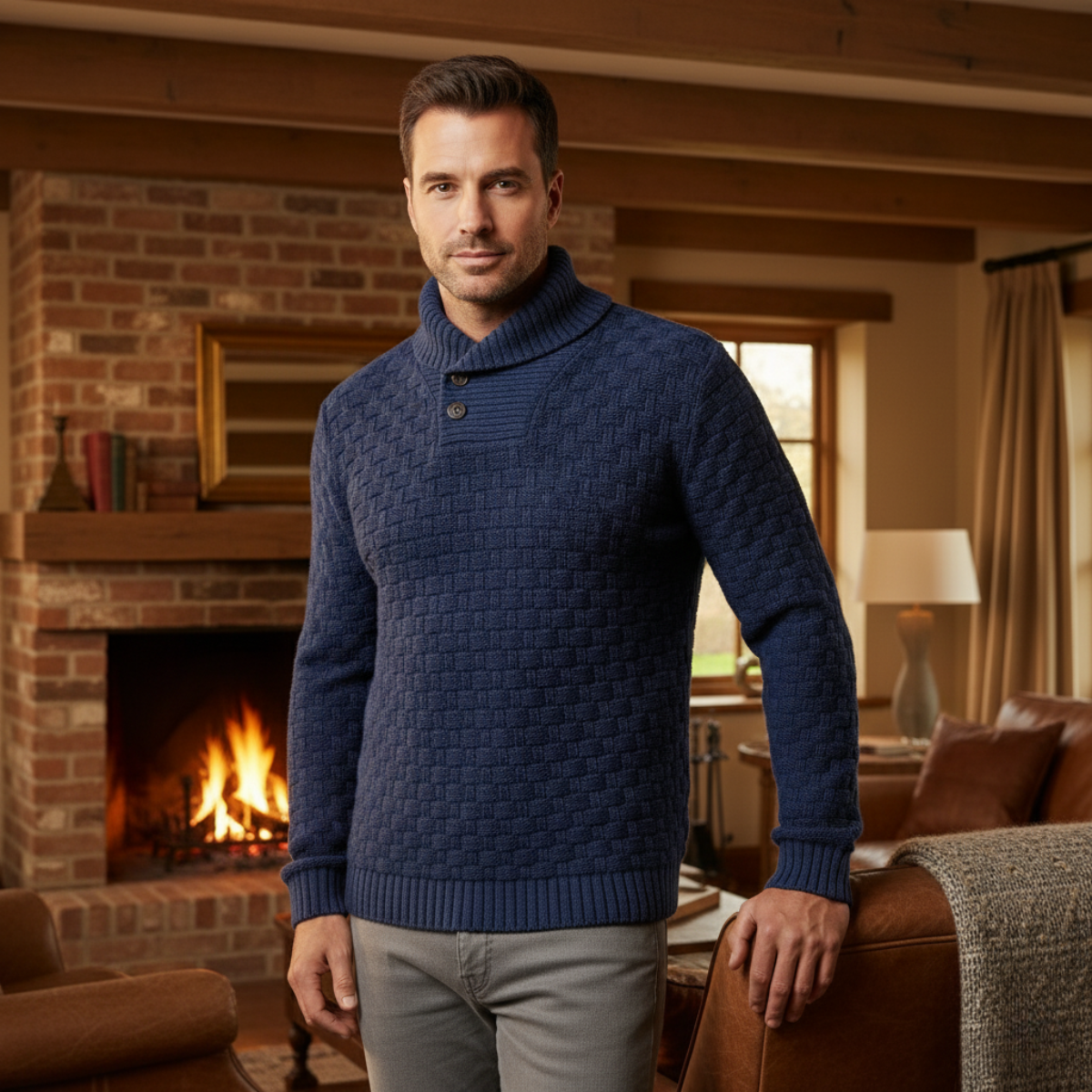 Men's Chunky Knit Button Sweater
