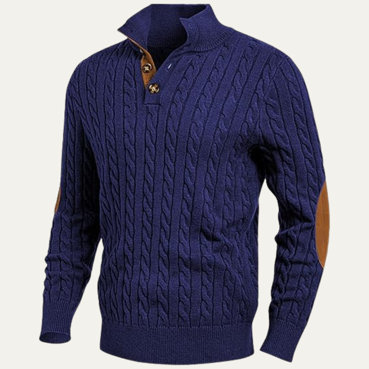 Men's Cable Knit Sweater Stand Collar