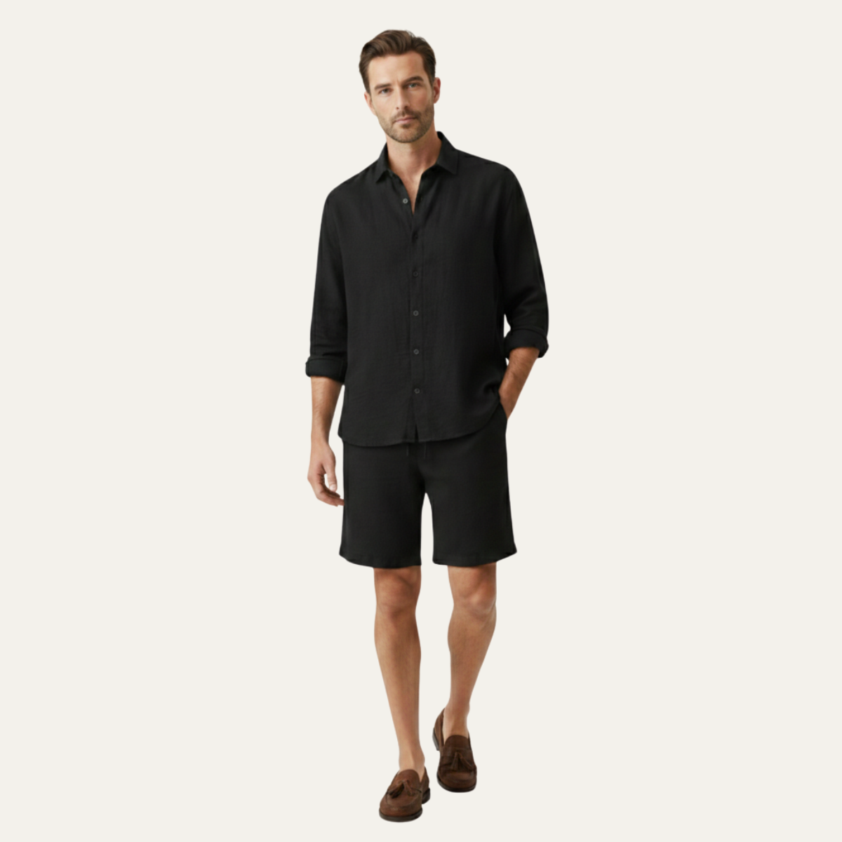 Men's Linen Button Up Shirt Relaxed Fit