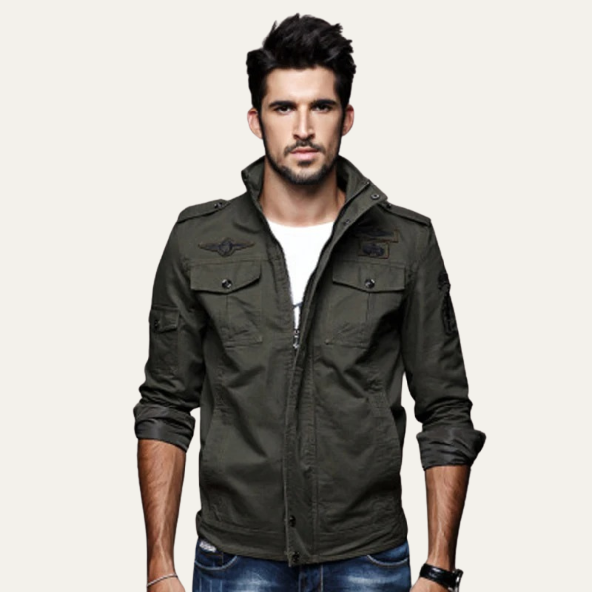 Men's Cotton Cargo Jacket With Pockets