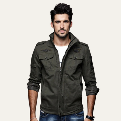 Men's Cotton Cargo Jacket With Pockets