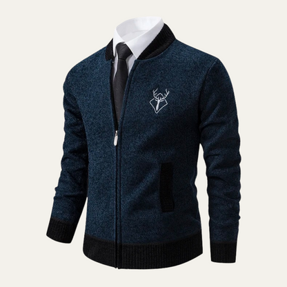 Men's Embroidered Zip Knit Sweater