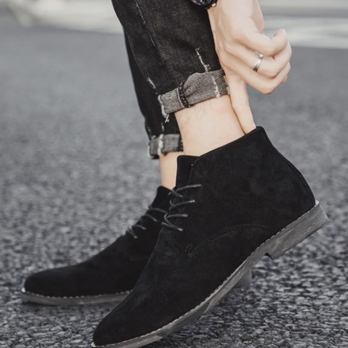 Men's Suede Ankle Boots Lace Up Casual Brown