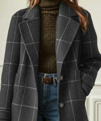 Classic Women's Checked Toggle Coat