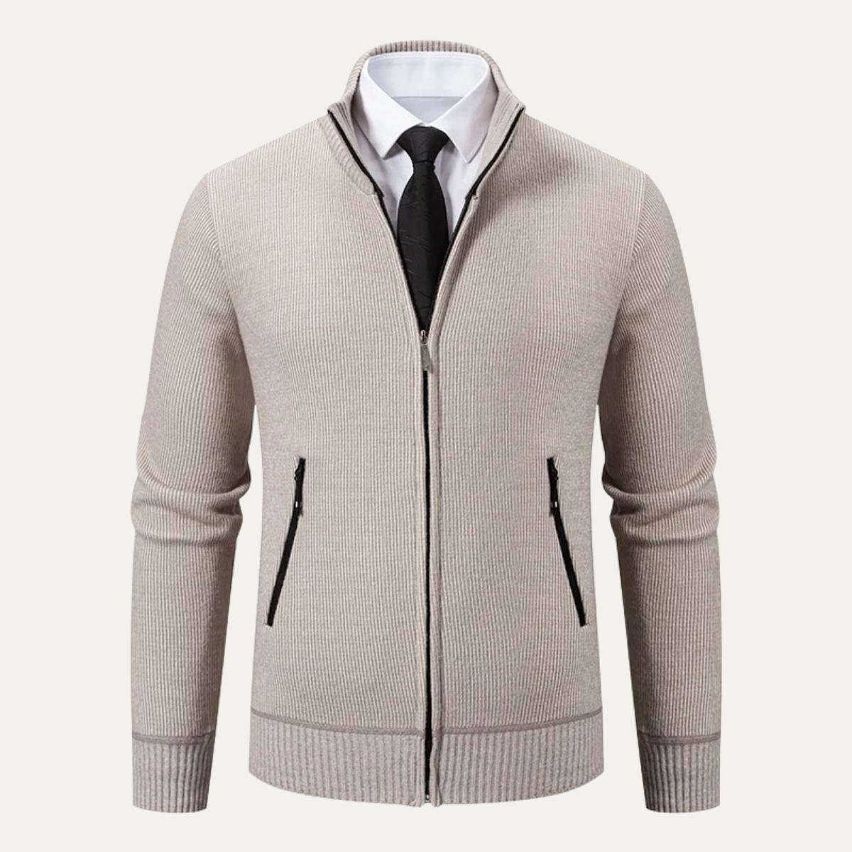 Men's Knit Zip Cardigan With Pockets
