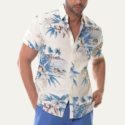 Ridgewind Men's Hawaiian Shirt Coconut Print Tropical