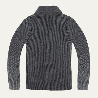 Men's Cotton Blend Cardigan Shawl Collar Chunky Knit