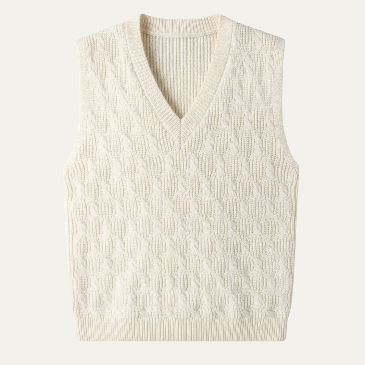 Men's Textured Knitted V Neck Vest