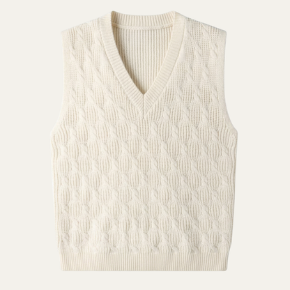 Men's Textured Knitted V Neck Vest