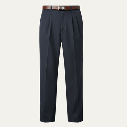 Men's Double Pleated High Waist Straight Leg Pants