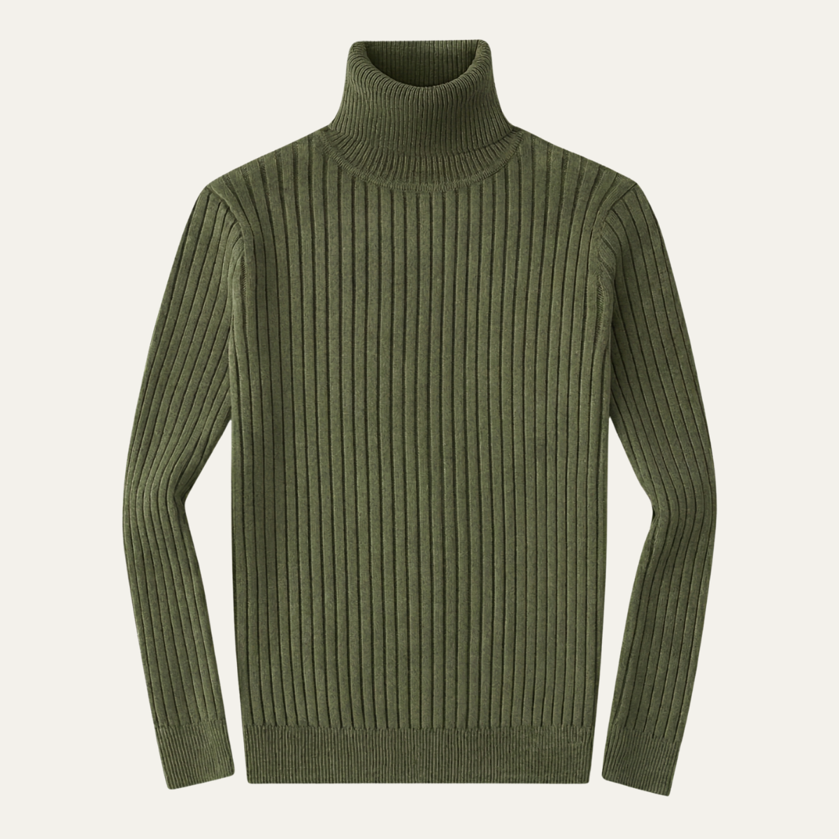 Men's Slim Fit Turtleneck Sweater Ribbed Knit - VibreMode