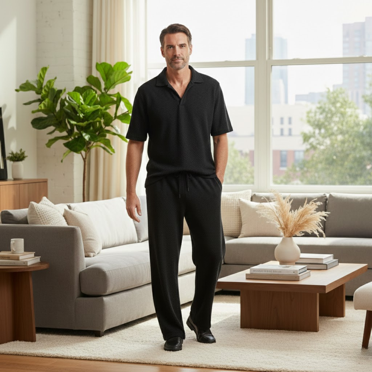 Men's Relaxed Fit Summer Shirt And Pants Set