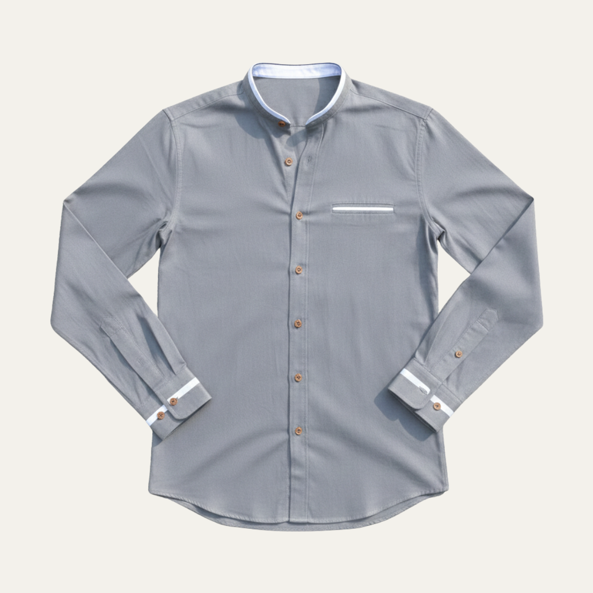 Men's Business Button Up Shirt Standing Collar White