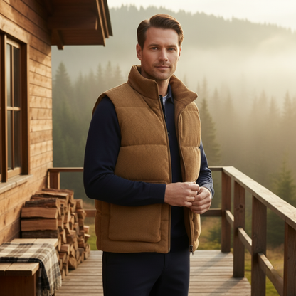 Mens Corduroy Quilted Gilet Lightweight