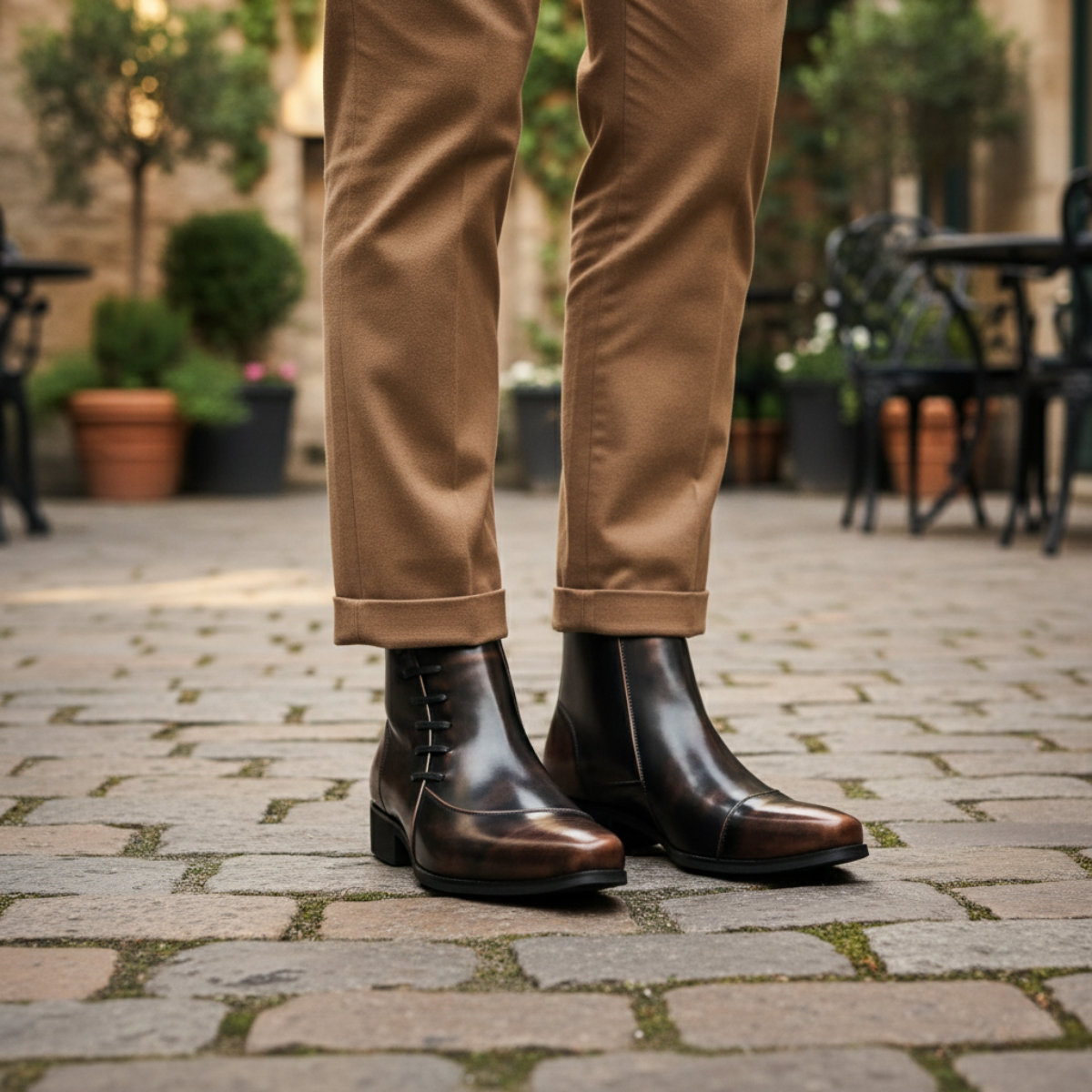 Men's Leather Chelsea Boots Polished Black