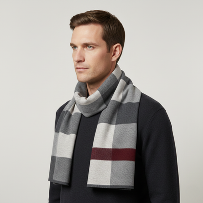 Men's Classic Plaid Scarf Wool Knit