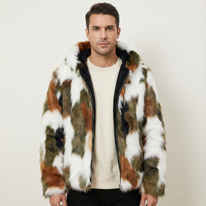 Men's Soft Fur Hooded Winter Jacket
