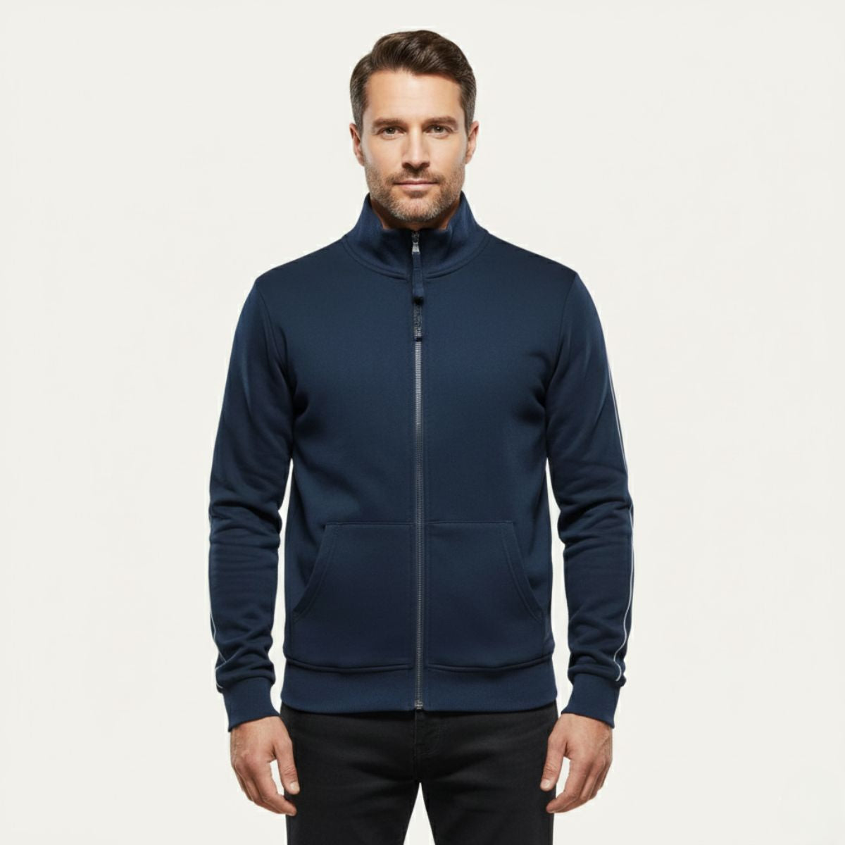 Men's Cotton Zip Jacket with Pockets