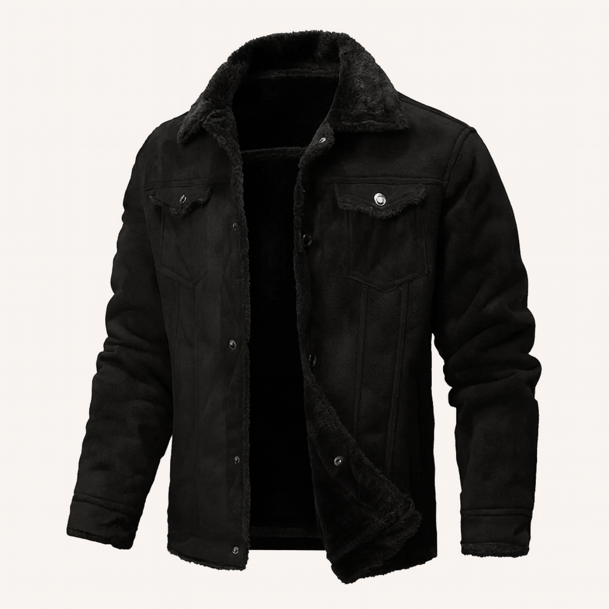 Men's Suede Leather Jacket Fleece Lined