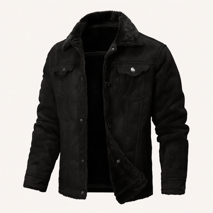 Men's Suede Leather Jacket Fleece Lined