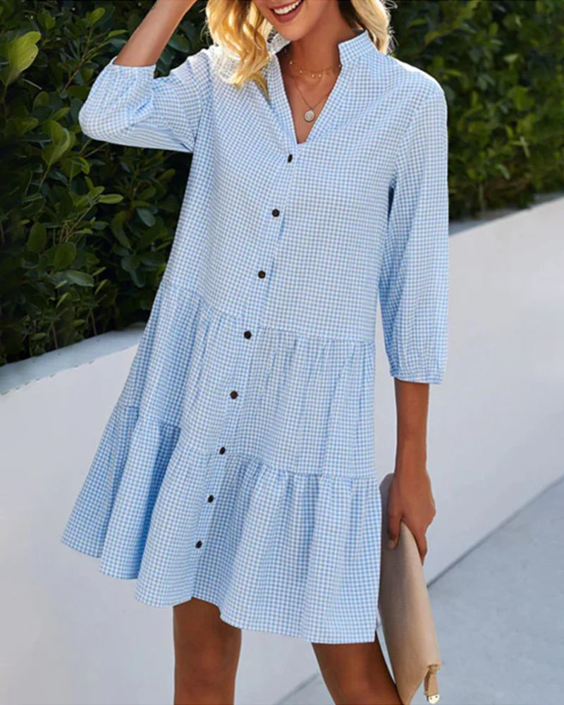 Lightweight Floral Check Summer Dress
