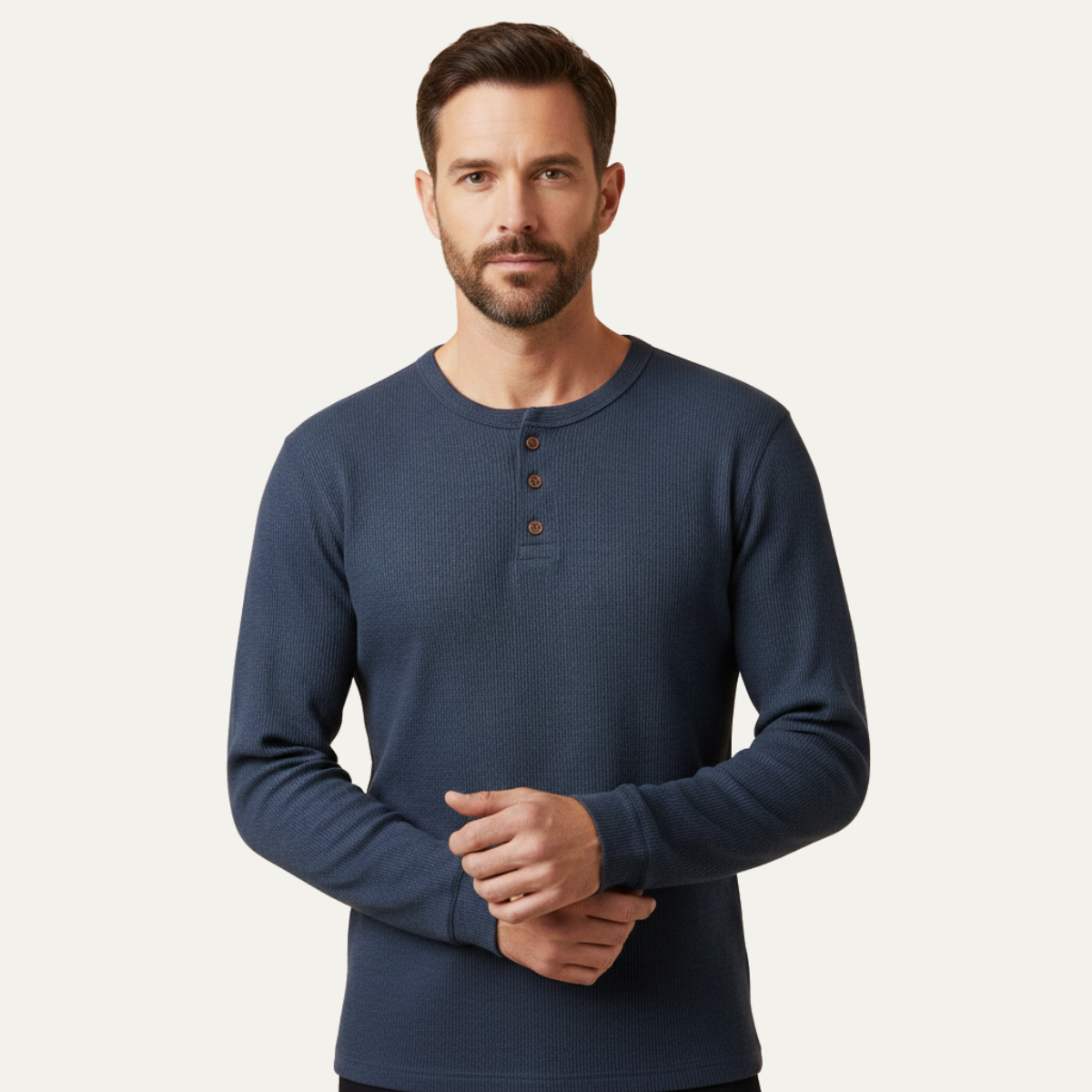 Men's Slim Fit Thermal Cotton Henley Shirt