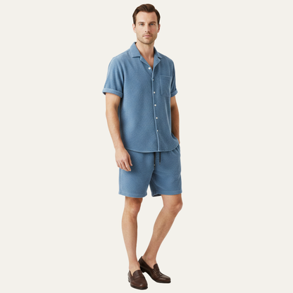 Men's Corduroy Shirt And Shorts Summer Set