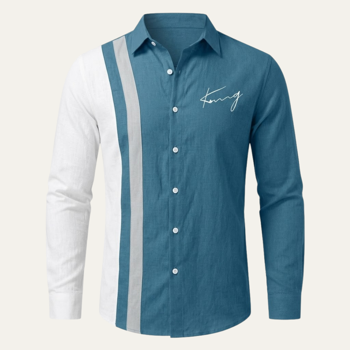 Men's Color Block Striped Dress Shirt - VibreMode