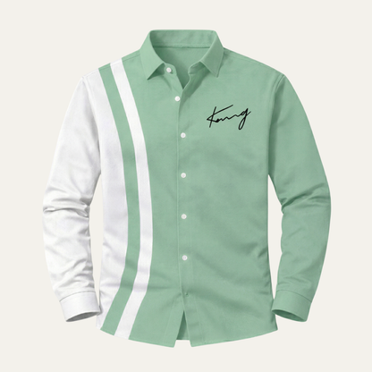 Men's Color Block Striped Dress Shirt