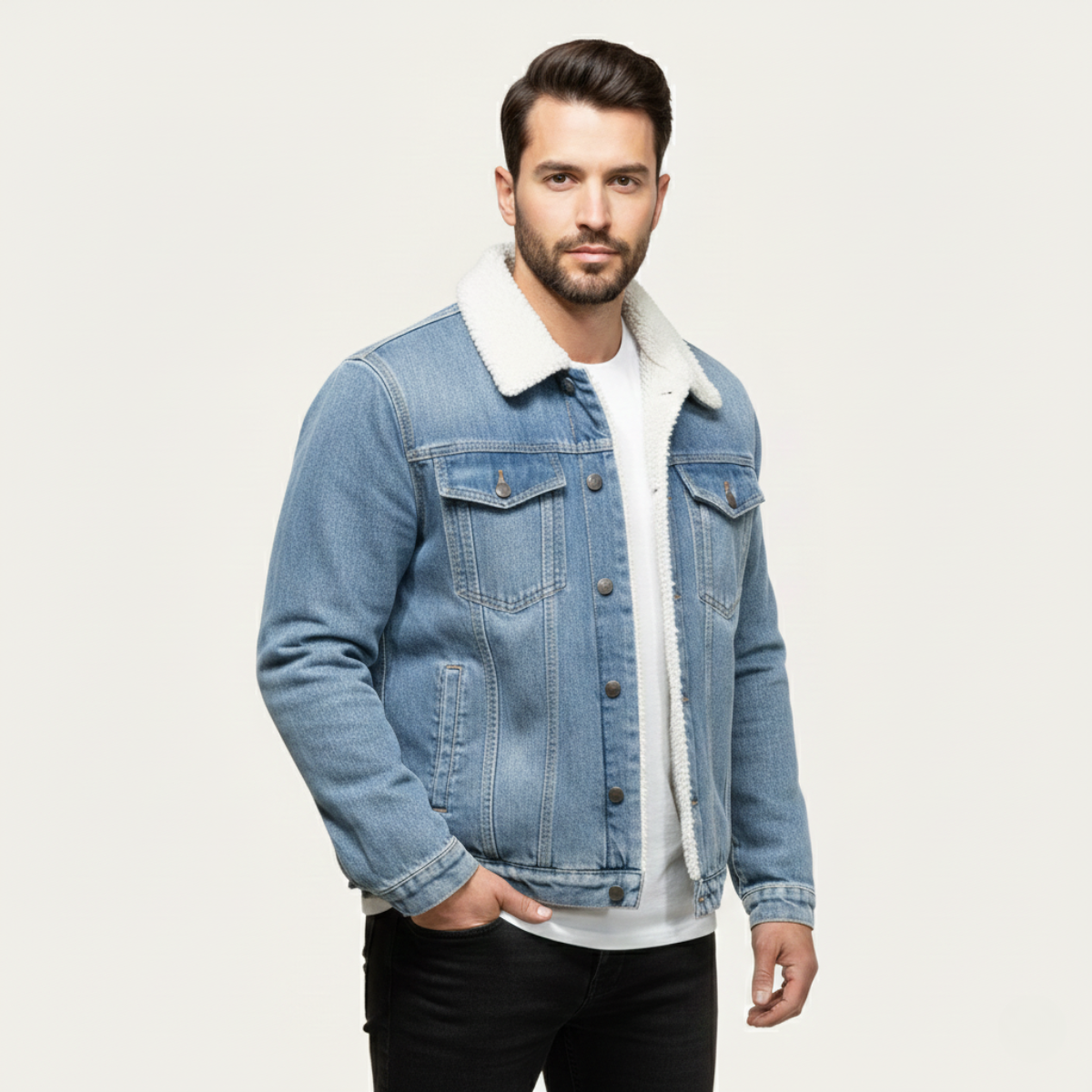 Men's Fleece Lined Denim Winter Jacket