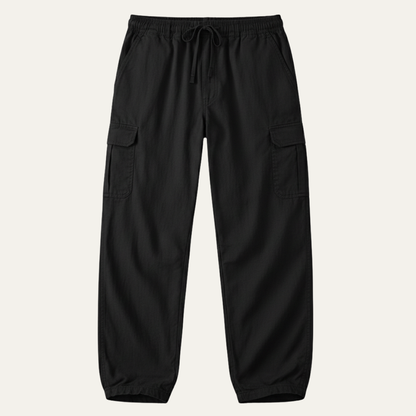 Men's Cotton Cargo Pants Loose Fit Multi Pocket Soft Gray
