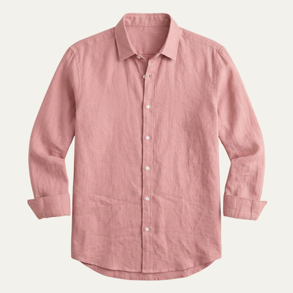 Men's Linen Button Up Shirt Casual Light Blue