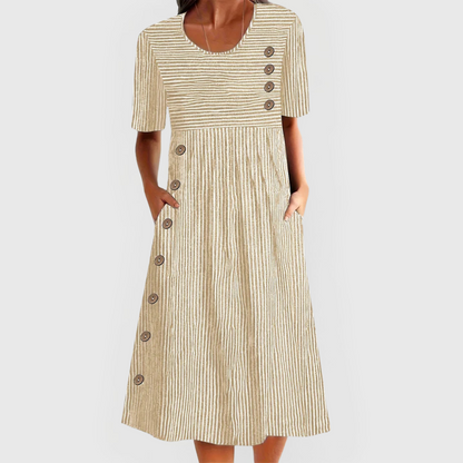 Casual Horizontal Stripe Midi Summer Dress