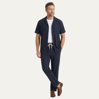 Men's Linen Two Piece Set Lightweight Shirt Pants