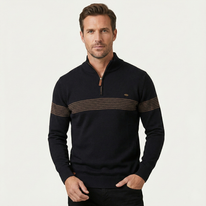 Men's Casual Half Zip Knit Sweater Stand Collar