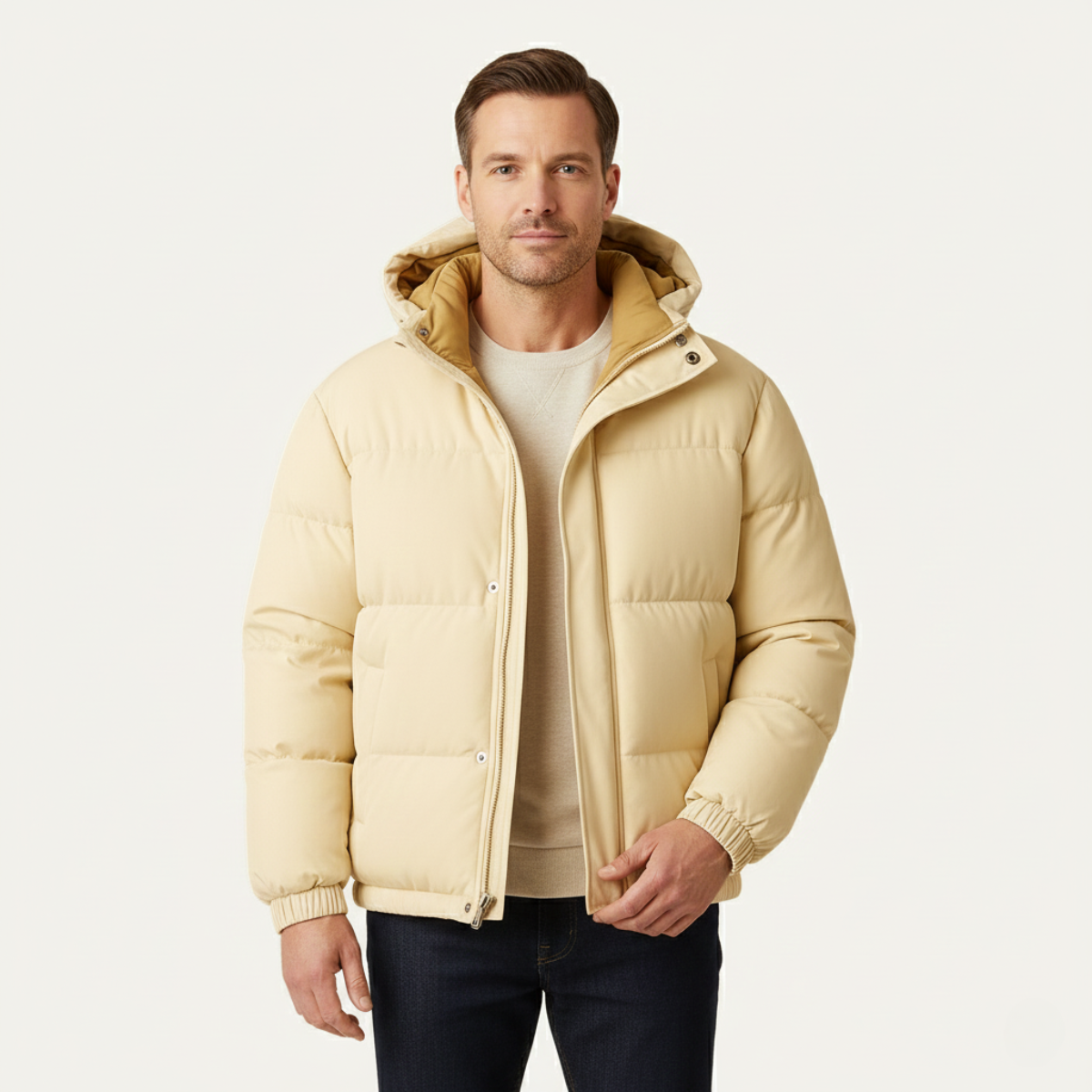 Men's Quilted Puffer Hooded Winter Jacket